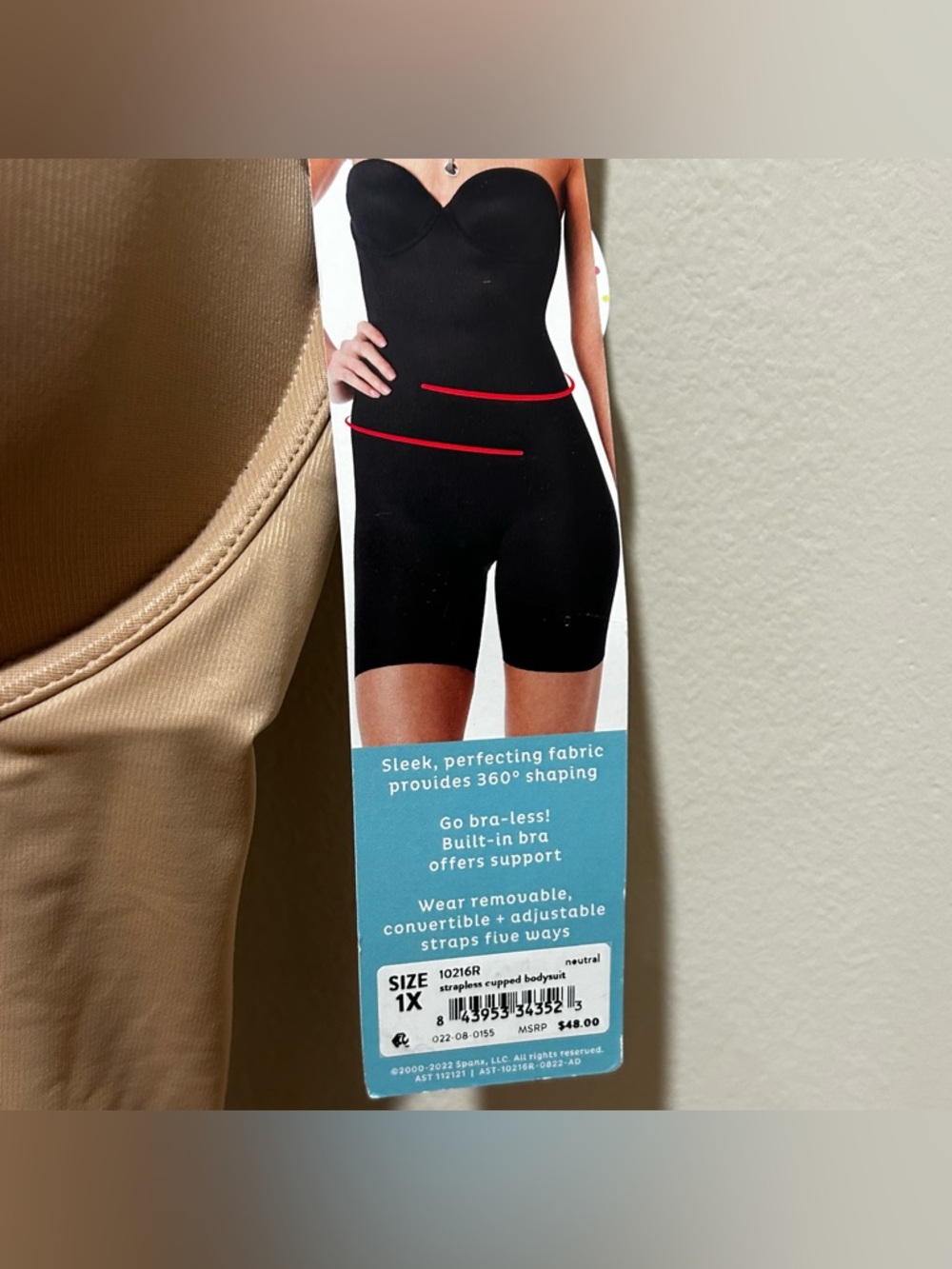 NWT Spanx Strapless Cupped Shaping Bodysuit - Neutral Beige - Women’s Size 1X - Picture 5 of 7